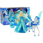 Bábika s koňom a kočom - modrá